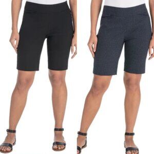 2 Pairs NEW Hilary Radley Ladies Bermuda Shorts sz 8 Black + Navy/White Pockets